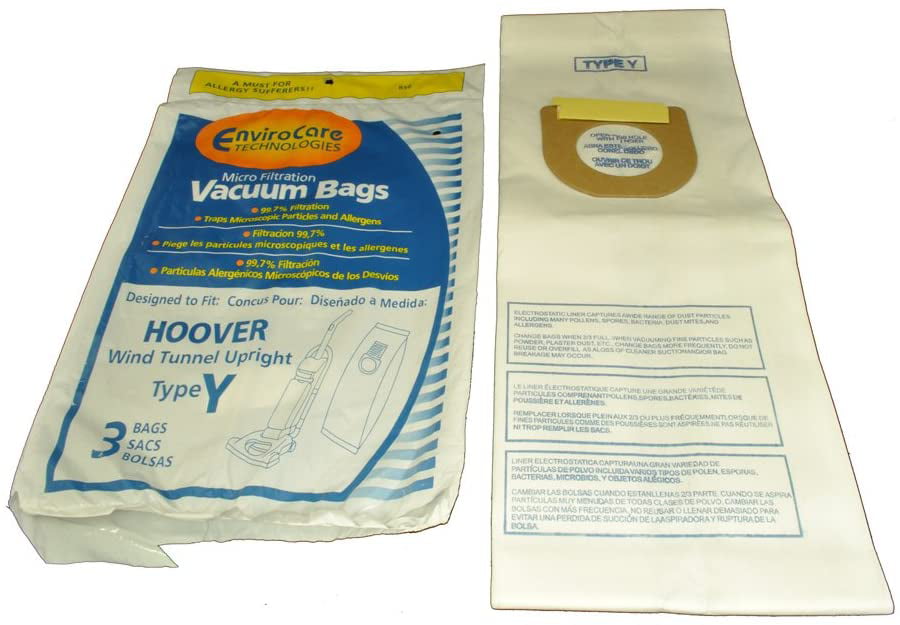 856 Hoover Wind tunnel Upright Micro Filtration Type Y Bags 3 Pk Part 