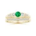 thumbnail image 4 of Angara Natural 0.24 Ct. Emerald with Diamond Vintage Inspired Ring in 14K Yellow Gold for Women (Ring Size: 3), 4 of 10