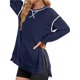 thumbnail image 3 of Sudaderas de Mujer de Larga, Cuello Redondo, Estilo Pullover, Ideales para Otoño e Invierno. con Cremallera Lateral, Perfectas para Salir. Azul Marino XXL, 3 of 10