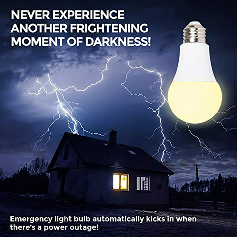 Safelumin sa19-800g50 2pk Emergency Rechargeable Light Bulbs for Home Power Failure - Works As Normal LED Light Bulb & 3hrs B
