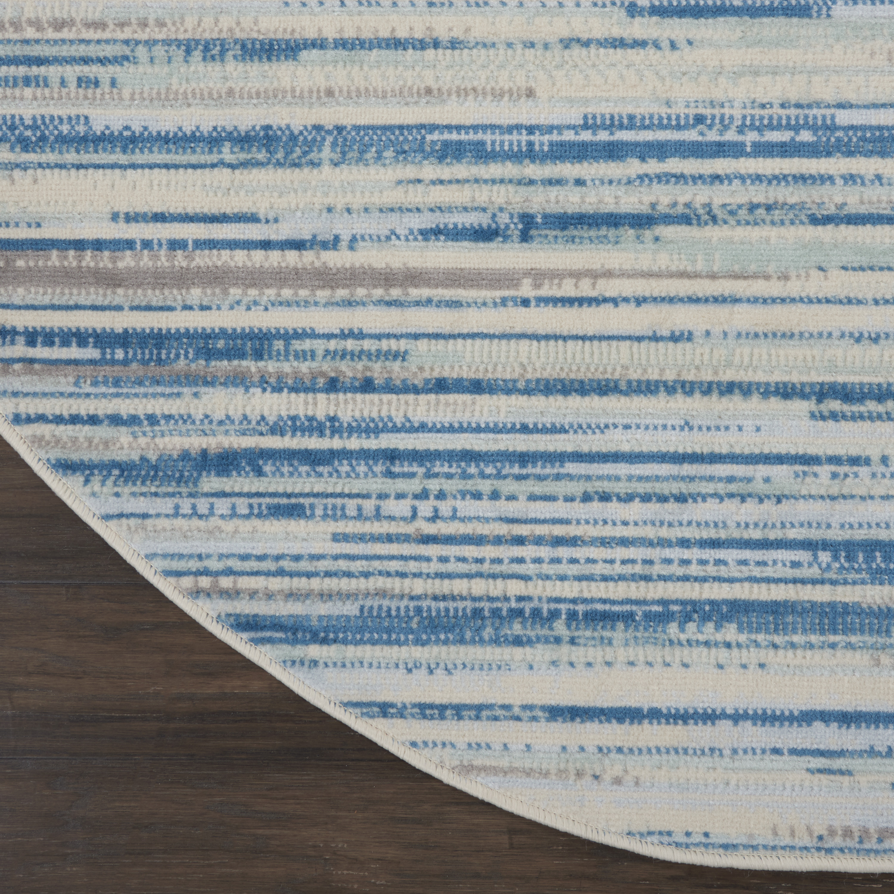Nourison Bliss Modern Abstract Blue 5'3" x Round Area Rug, (5' Round)