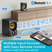Acoustic Audio AA5170 700W Bluetooth Home Theater 5.1 Speaker System with FM Tuner, USB, SD Card, Remote Control, Powered Sub (6 Speakers, 5.1 Channels, Black with Gold)