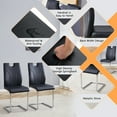 thumbnail image 6 of Set of 2 Black PU Dining Chairs with Silver Metal Legs for Office, Restaurant & Kitchen, 6 of 10