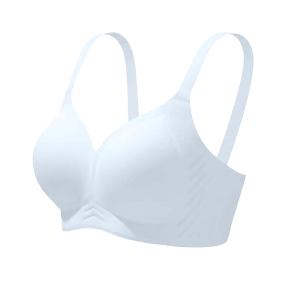Hurxie Women Jelly Bras Soft Wireless Push Up Bra Full Supportive Older Lift Coverage Light Blue ,S