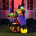 thumbnail image 4 of Joiedomi Inflables de Halloween de 6 pies de alto, tres brujas alrededor del caldero con luz de llama, decoración inflable para patio, inflables con LED incorporados para fiestas de Halloween, decorac, 4 of 5