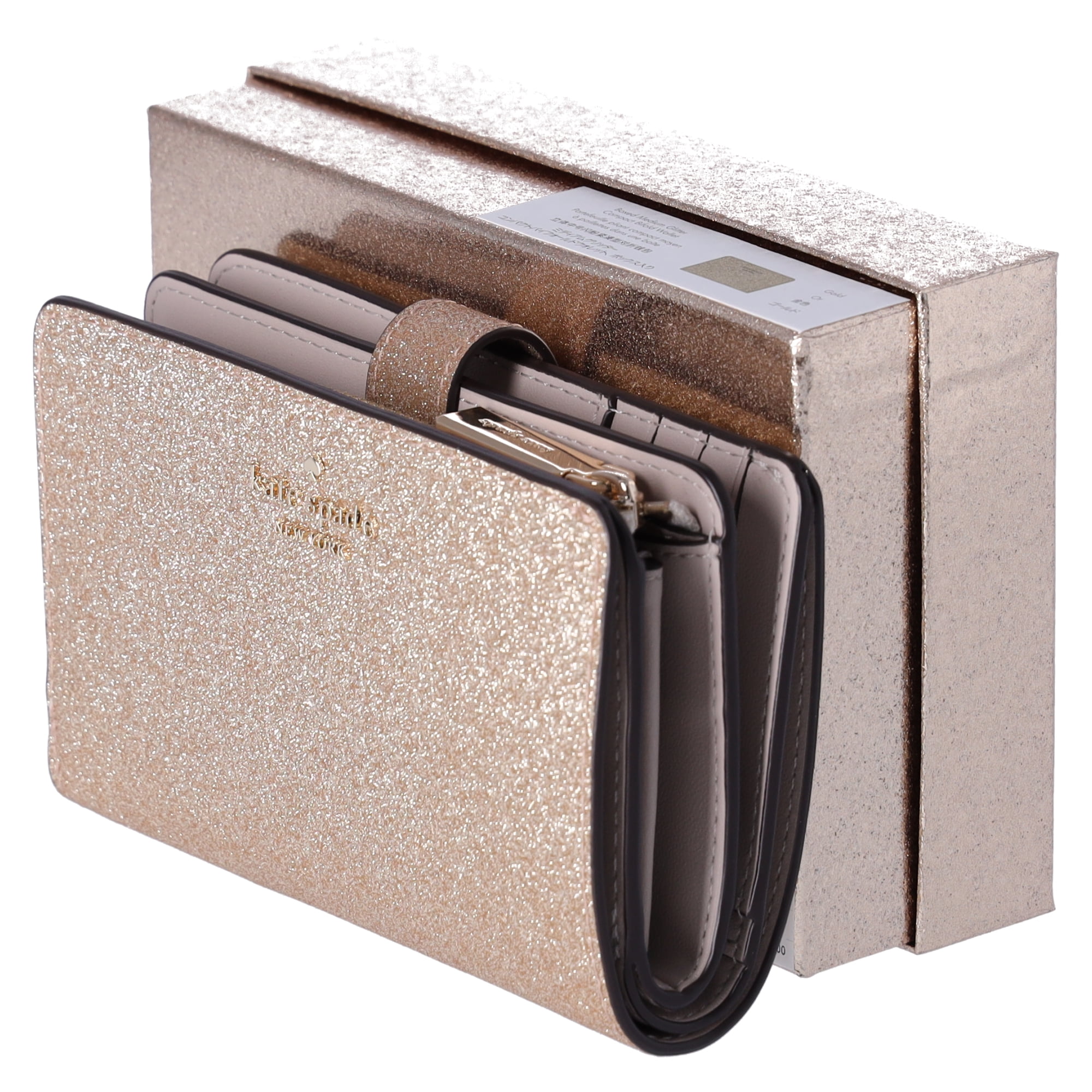 【kate spade】Glimmer Bifold Wallet グリッター二つ折り財布 Kate Spade Glimmer Metallic Medium Compact Bifold Wallet