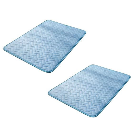 2 Pcs Dog Cooling Mat for Large Dogs, Extra Large Cool Blanket with Ice Silk Fabric & Breathable Mesh Base, Washable Pet Cooling Pad for Crate Bed, Indoor Outdoor Summer, Blue, 15.75"x19.69"