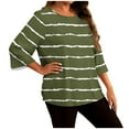 thumbnail image 2 of Xuniizn Womens Plus Size Tops Casual Crewneck Stripe Print 3/4 Sleeve Tunic Blouses Soft Cozy Loose Breathable Classic Versatile T Shirts, L-5XL, 2 of 6