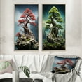 thumbnail image 1 of Designart "Bonsais Wisdom Asian beauty VI" Art Mural Encadré Ensemble de 2 - Personnes Rouges Art Mural Encadré Ensemble de 2, 1 of 6