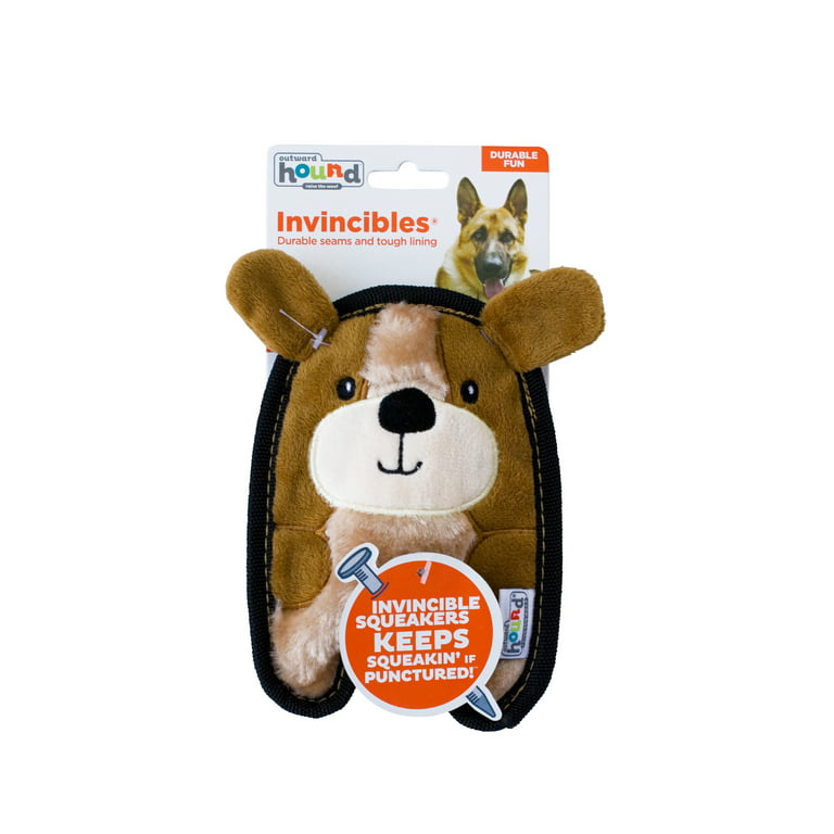 Outward Hound Invincibles Mini Puppy Plush Dog Toy, Brown, XS 