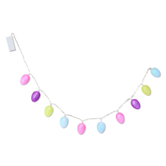Indoor Battery-Operated 10-Count Glitter Egg Lights, Clear, 3', Easter by Way To Celebrate