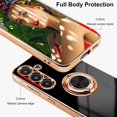 thumbnail image 4 of Dteck for Samsung Galaxy S23 FE Case with Screen Protector, Built-in 360° Rotation Ring Holder Magnetic Stand, Luxury Shiny Plating Edge Shockproof Electroplated Protective Cover,Black, 4 of 5