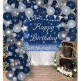 thumbnail image 2 of 7×5FT Birthday Backdrop Silvery Balloons Navy Blue Backdrop Adults Men And Women Birthday Party Decorations, 2 of 5