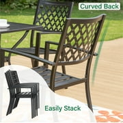 Sophia & William 7-Piece Outdoor Patio Dining Set Teak-grain Table and Chairs Metal Furniture Set