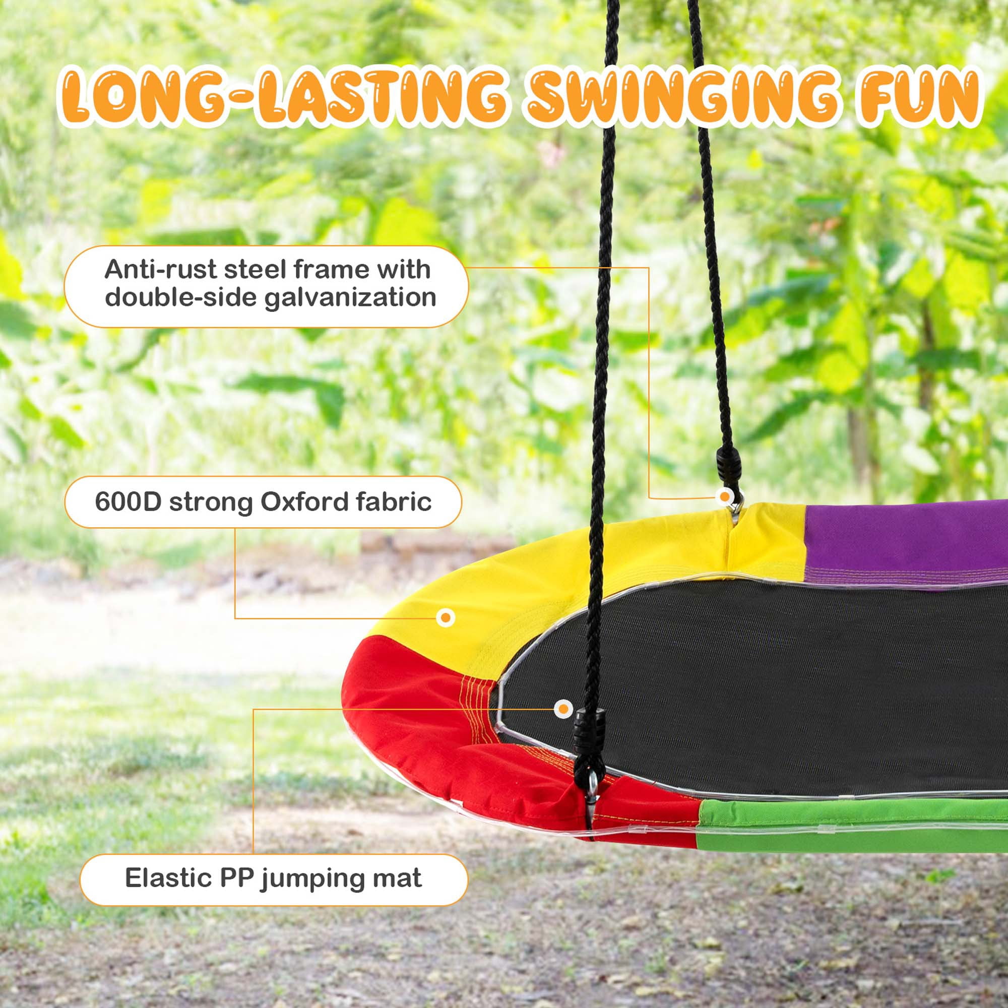 Costway, Saucer Swing with LED Lights, 60 inch, Multicolor