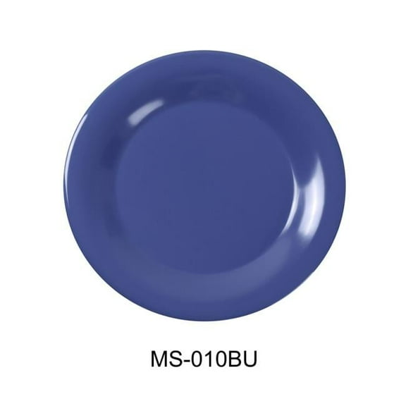 Yanco MS-010BU 10.5 in. Mile Stone Wide Rim Round Plate - Melamine, Blue - Pack of 24