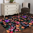 thumbnail image 3 of Watercolor Flowers Area Rugs 4'x6', Washable Small Throw Rugs for Office Bathroom, Retro Spring Floral Botanical Leaves Black Indoor Outdoor Rug Non-Slip Low Pile Carpet Runner Reversible Floor Mats, 3 of 8