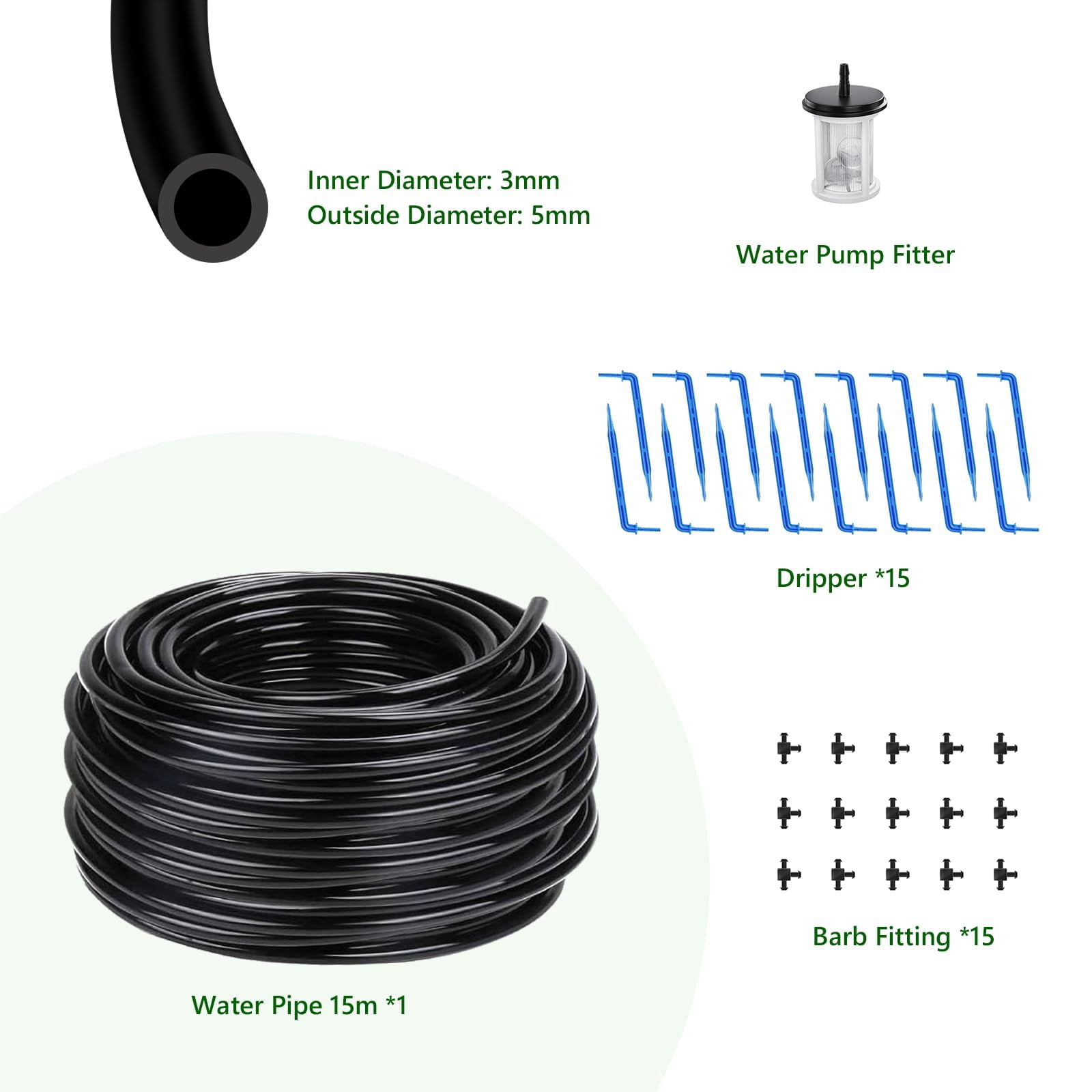 49FT Solar Drip Irrigation System Auto Watering Kit for 15 Pots, Solar-Powered Plant Watering Indoor Outdoor Garden Balcony Patio Irrigation System