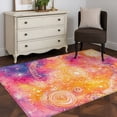thumbnail image 4 of Abstract Cosmos Washable Area Rugs 3'x5', Clouds Star Pink Orange Dreamlike Low Pile Throw Living Room Rug Non-Slip Sturdy Edge Binding Carpet for Indoor Entryway Bedside Kitchen, 4 of 9
