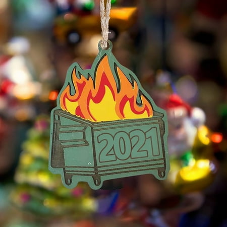

TUOBARR Christmas Drcoration 2022 Dumpster Fire Christmas Ornament Christmas Tree Wooden Pendants