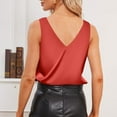 thumbnail image 5 of Women’s Casual Satin Tank Tops Sleeveless V Neck Camisole Shirt, Silky Soft Lightweight Summer Cami Blouse, Fashion Tops Red, 5 of 7