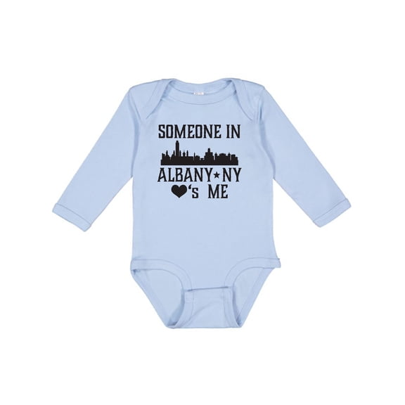 Inktastic Albany New York Skyline Someone Loves Me Boys or Girls Long Sleeve Baby Bodysuit