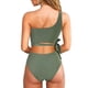 thumbnail image 3 of Trajes de baño Amzcrzy Tankini para mujer, trajes de baño, trajes de baño, bikini, traje de baño con cordones de color sólido para mujer + bañador y traje de baño dividido de moda, verde, XL, 3 of 3