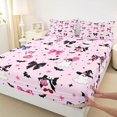 thumbnail image 4 of Manfei Pink Bownot Ghosts Bed Sheets,Halloween Theme Pattern Full Size Sheets,4pcs,1 Flat Sheet, 1 Fitted Sheet and 2 Pillowcases, 4 of 6