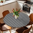 thumbnail image 2 of Grey Lines Elastic Fitted Round Table Cover Stripe Waterproof Outdoor Tablecloth for Holiday Party, Picnic, Patio & Dining Fits Tables Up to 55"-60", 2 of 8