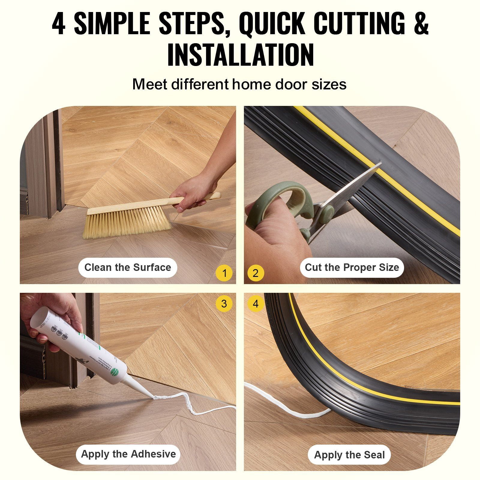 16.5 FT Universal Garage Door Threshold Seal Strip with Adhesive Upgraded Thick PVC Weatherproof DIY Replacement Black