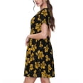 thumbnail image 2 of Rateoe Maple Leaves With Leopard Pattern Women’s Short Sleeve Dress – Casual Elegant Summer A-Line Dress for Everyday Wear, 2 of 6