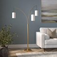 thumbnail image 6 of HomeRoots 83" Brass Three Light Tree Floor Lamp With White Frosted Glass Drum Shade, 6 of 10