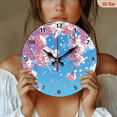 thumbnail image 2 of 2D Flat, 1pc, Cherry blossom tree Backdrop Clock10Inch Wood Veneer Europe and America Style Round Silent Flat Wall ClockAdd Joyful Time to Your Study Or Living Room, Pe, 2 of 7