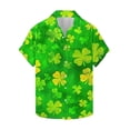 thumbnail image 4 of Ceisia Men's St. Patrick's Day All-Over Distressed Shamrock Print Short Sleeve Turndown Collar Stretch Casual Shirt Green XXL Gifts, 4 of 5