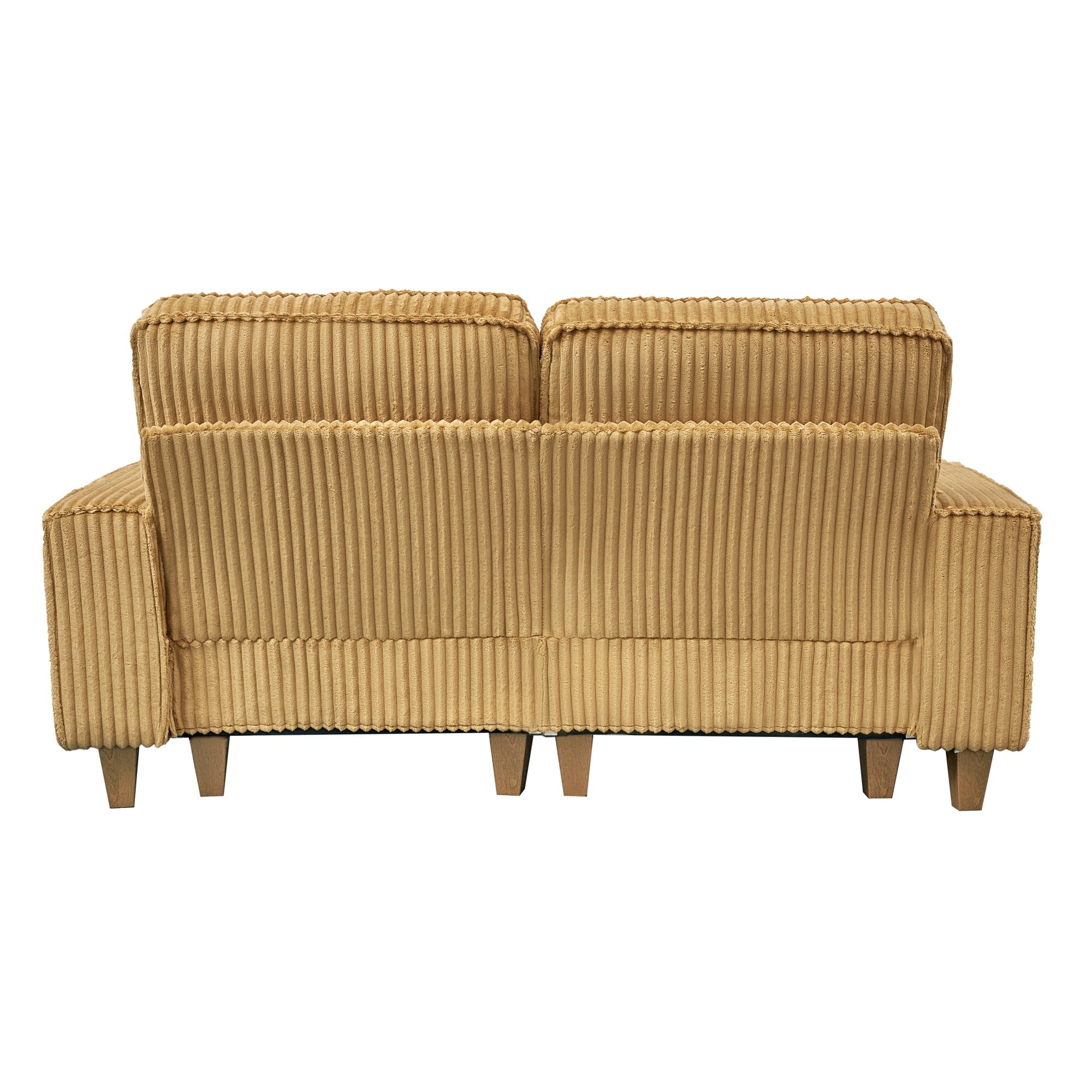 Aukfa 3 Piece Sofa Set - 71" Deep Seat Couch Loveseat Couch w/ Cup Holders&Pillows, Solid Wood Legs, Mustard