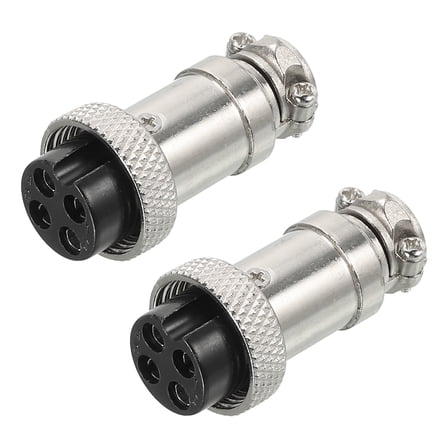 Uxcell Aviation Connector GX16 4 Pins 16mm Silver Female Wire Panel Docking Connector 2 Pack