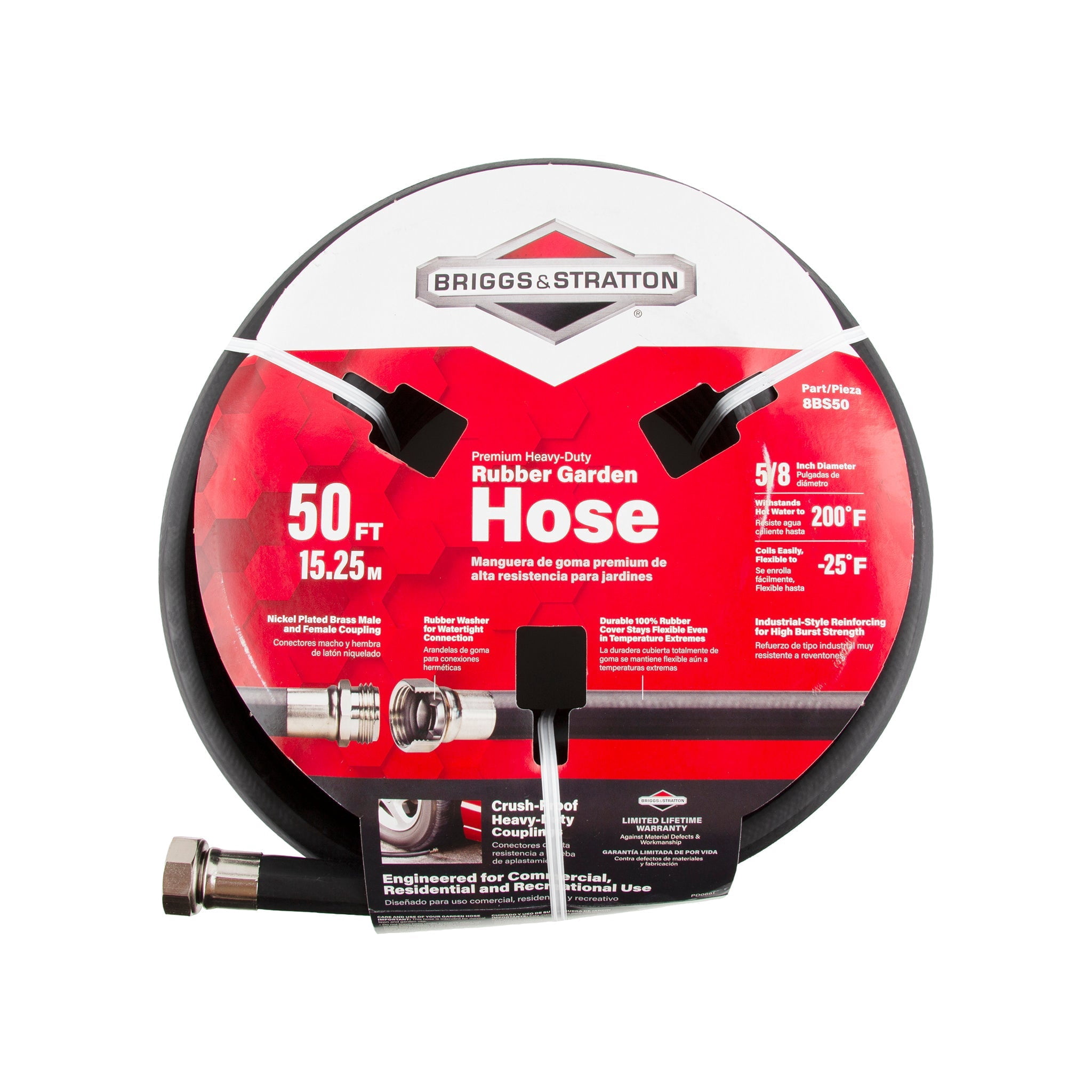 Briggs & Stratton Heavy-Duty Rubber Garden Hose (50ft) | 8BS50