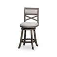 thumbnail image 5 of Swivel Bar Stool, 30" Counter Height Bar Chair with Fabric Seat and X-Back, Upholstered Dining Chair with Metal Footrest for Bar Kitchen Island, Support 330 LBS, Weathered Gray+Beige, 5 of 7