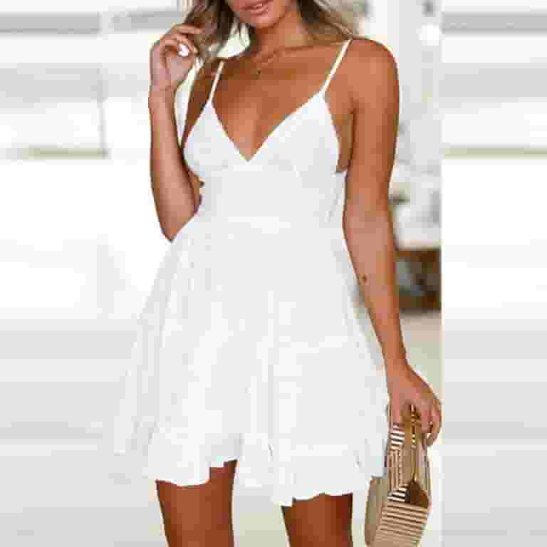 絶対的な信頼 Summer Casual Women's Sundress Dress Mini Backless Size, S - Clothing