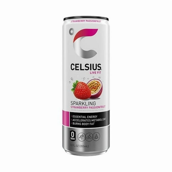 CELSIUS Sparkling Strawberry Passionfruit, Functional Energy Drink 12 fl oz Single Can (2 pack)