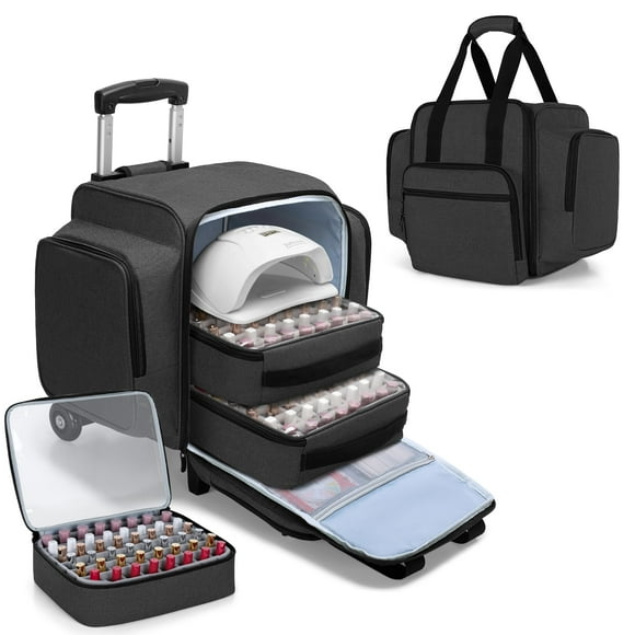 Organizador de esmaltes de uñas enrollable BAFASO con capacidad para 144 botellas, color negro