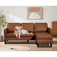 thumbnail image 4 of Haverchair L Shaped Leather Sectional Sofa with Chaise for Small Space,Living Rooms Convertible Couch,Modern Modular Furniture Sets Suitable for Home,Apartments,Dorm,Bonus Room,Brown Leather, 4 of 7