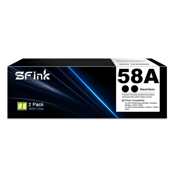 58A 58 Black Toner Cartridge (with chip) Compatible Compatible for HP 58A CF258A 58X CF258X for HP Laserjet Pro M404dn M404n MFP M428fdw M428fdn M406dn M430f Printer Ink (2-Pack)