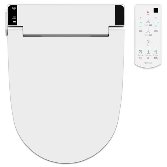 VOVO Siège de Toilette Style Bidet Siège Chauffant, Chaud, Sec et Étanche, Veilleuse DEL, Allongé