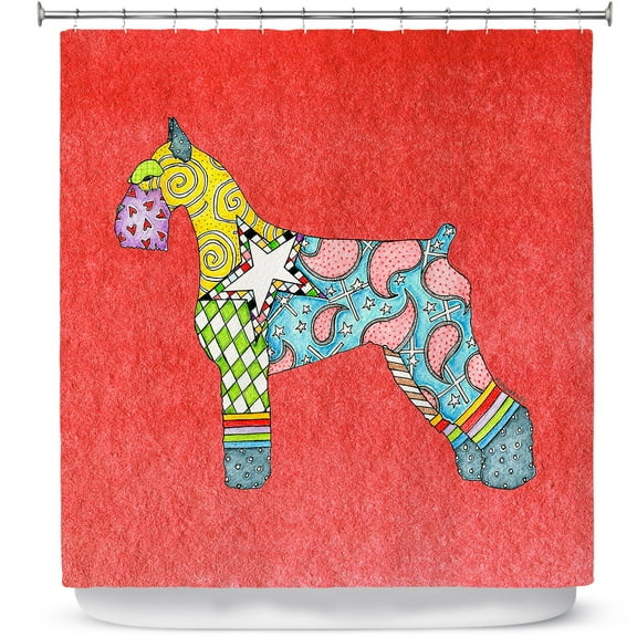 Shower Curtains 70" x 93" from DiaNoche Designs by Marley Ungaro - Giant Schnauzer Watermelon