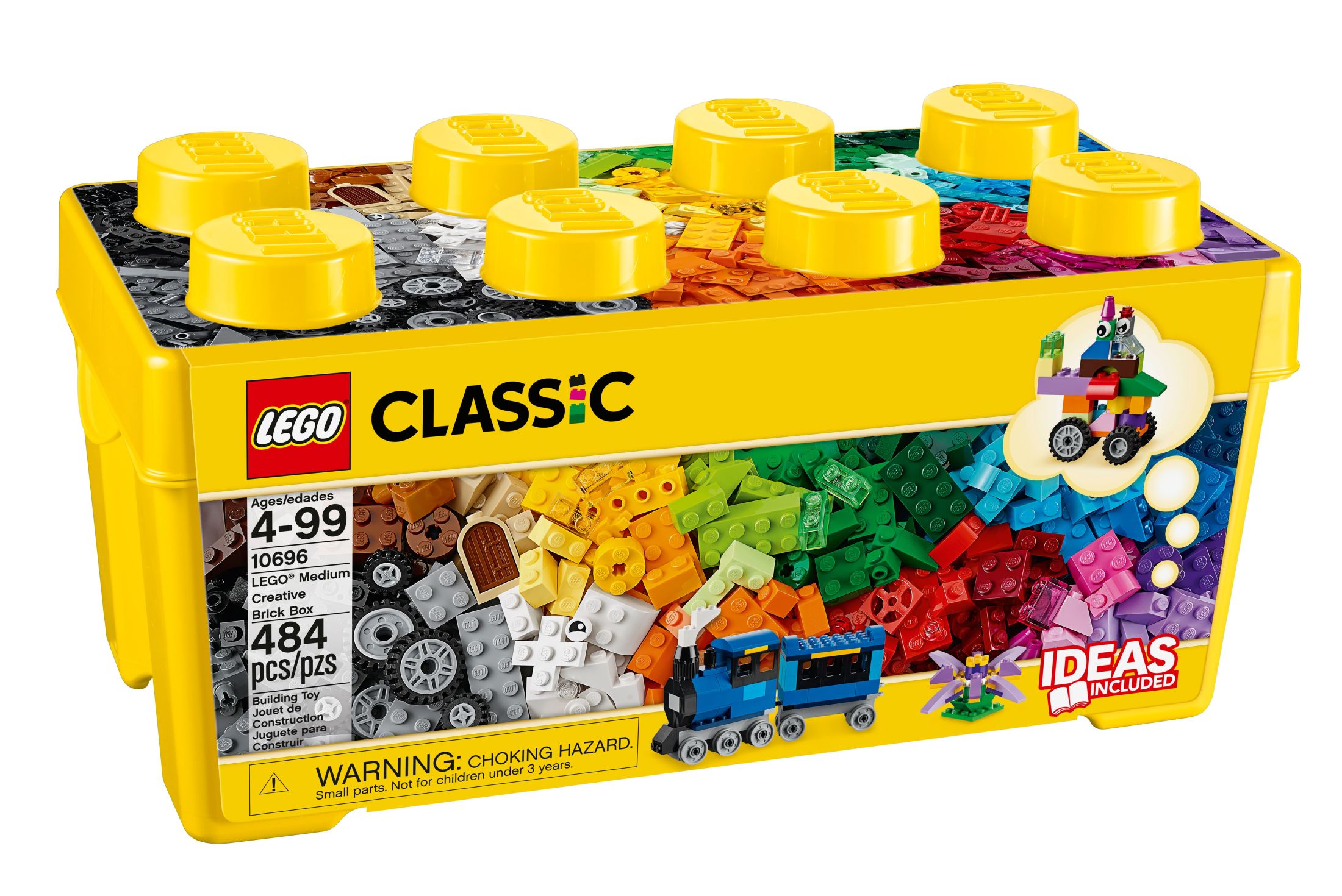 LEGO Classic Medium Creative Brick Box 10696 Building Toy Set with Storage, Includes Train, Car, and a Tiger Figure, Perfect Gift and Playset for Boys and Girls, Sensory Toy for Kids Ages 4 and up - image 3 of 6
