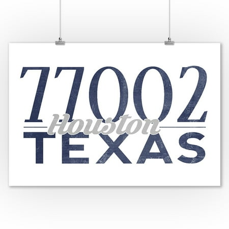 Houston, Texas - 77002 Zip Code (Blue) - Lantern Press Artwork (9x12 Art Print, Wall Decor Travel (Best Zip Codes In Houston)