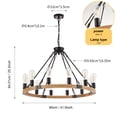 thumbnail image 4 of Wozzio Farmhouse 12-Light Wood Wagon Wheel Chandelier, Rustic Round Chandelier For Kitchen Island with No Bulbs Included, 4 of 8