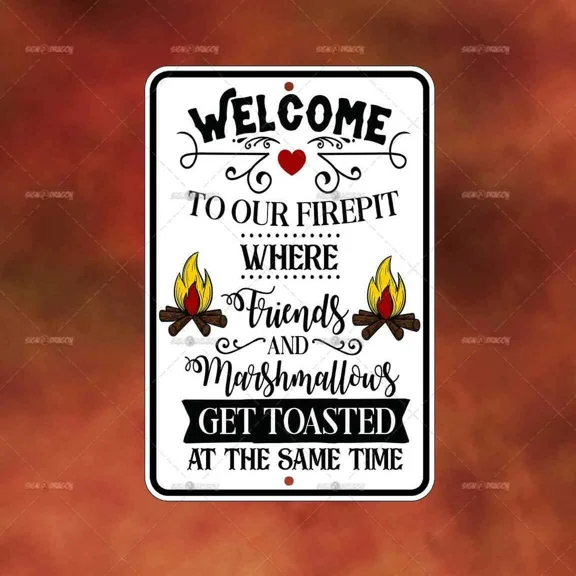 Fire Pit Friends Toasted Metal Sign Home Room Wall Art Gift Funny Decor A2150