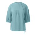 thumbnail image 4 of Women Blouses Women Polyester Top Oversized Blouses Satin Scrub Tee Shirts Business Shirts Dry Wear Shirt Loose T Shirt Womens plus Tops Dressy Casual Undershirt Warmth T Blue 2XL, 4 of 5